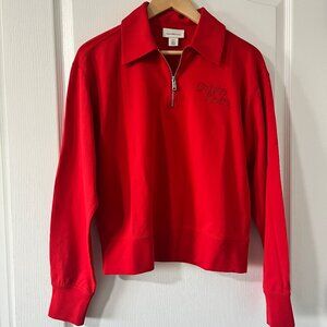 NWOT! Calvin Klein Women's 3/4 Zip Fashion Logo Red Pullover Collared Size Small
